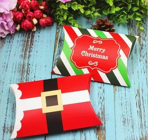 NEW Cute Christmas Stripe Santa Party Paper Favour Gift Sweets Pillow Bags Boxes - Picture 1 of 9