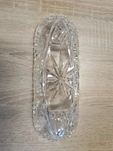Vintage Kristall Glas Schale oval, mit Sternen - Bild 1 von 2
