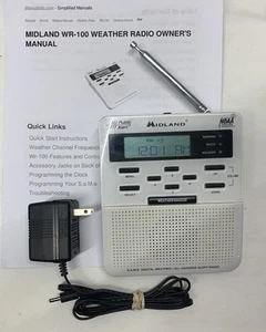 Midland NOAA Wettermonitor Radio WR-100 öffentliche Warnung mit Handbuch & Adapter funktioniert - Bild 1 von 9