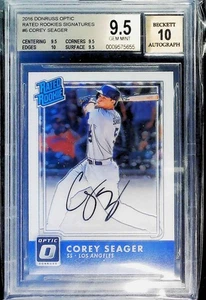 2016 Optic Rated Rookies Signatures #6 Corey Seager BGS 9,5 gemma come nuovo AUTO 10 - Foto 1 di 2