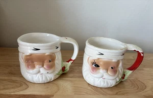 Menge 2 Vintage Weihnachtsmann 3,25" zwinkernde Augen Becher/Tasse Vintage Weihnachten Japan - Bild 1 von 15