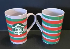 Starbucks 2020 Purple Red & Green Stripe 11 Ounce Coffee Cup Christmas Mug (2) - Picture 1 of 5