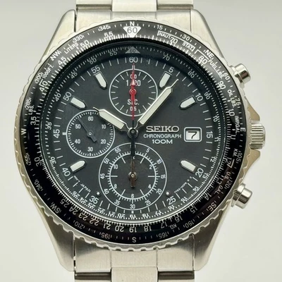 SEIKO Flight master SND253P1 Pilot Chronograph Black dial Quartz Watch 7T92-0CF0 - Image 1 of 4