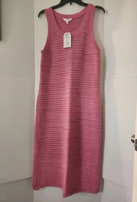 Vestido Suéter Time and Tru Talla L (12-14) Rosa Largo Texturizado Cable Sin Mangas Nuevo con Etiquetas Foto 1 de 4