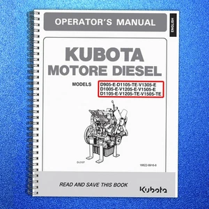 KUBOTA D905 DIESEL ENGINE OPERATORS MANUAL - METAL SPIRAL BOUND, DURABLE COVERS - Picture 1 of 5