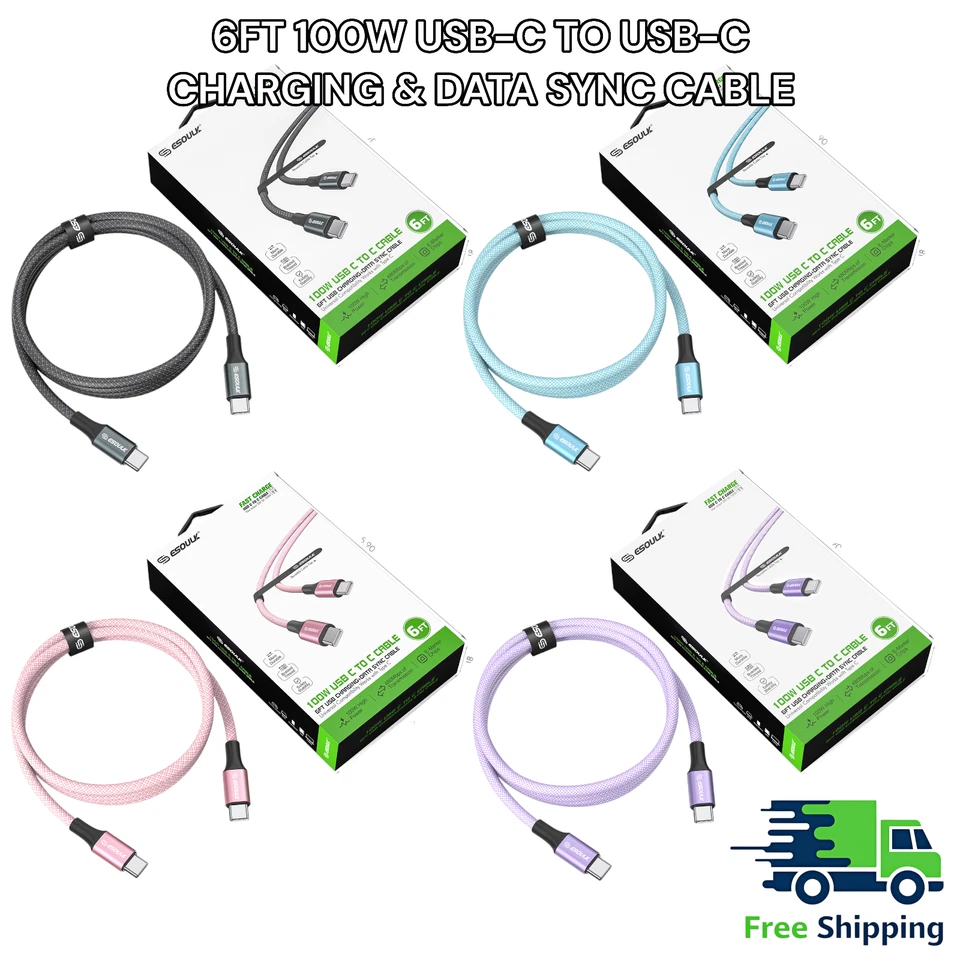 USB C to USB C Charging Cable 6ft 100W Fast Charge for MacBook/Galaxy/iPad - Image 1 of 1