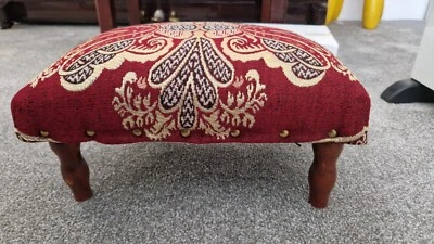 Vintage Wooden Tapestry Footstool - Image 1 of 3