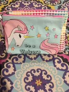 PAIR Unicorn Makeup Bag,Cosmetic Pouch Small Clutch Wallet,Travel,school - Picture 1 of 5