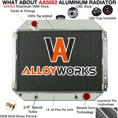 4~ROW 62MM ALUMINUM RADIATOR FIT 1967-1981 FORD F100 F150 F250 F350 PICKUP AT MT Foto 1 de 4