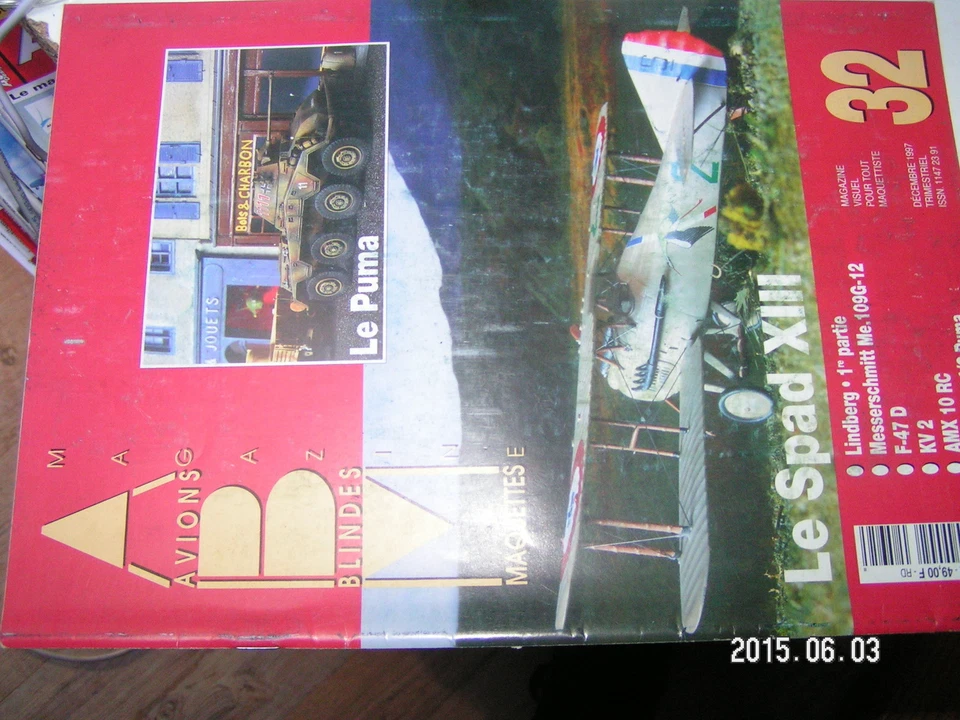 ¤¤ ABM magazine n°32 Spad XIII LINDBERG Me 109G-12 AMX 10 RC - Image 1 of 1