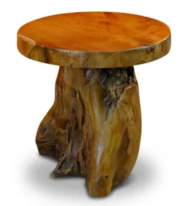 Root Wood Table 40 cm Wood Side Table Tree Trunk Rustic Pedestal - Picture 1 of 7