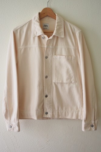 Zara Off White Colore Avorio Tasca Anteriore Sopracamicia Giacca Cappotto Pittore Uomo S