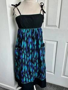 Sun Dress Sz 12 Marion Donaldson 70s 80s Vintage Boho Hippie blue black - Picture 1 of 15