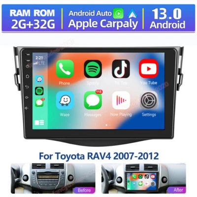 For Toyota RAV4 2007-2012 Apple Carplay Android 13 Car GPS Radio Stereo BT Wifi - Image 1 of 4