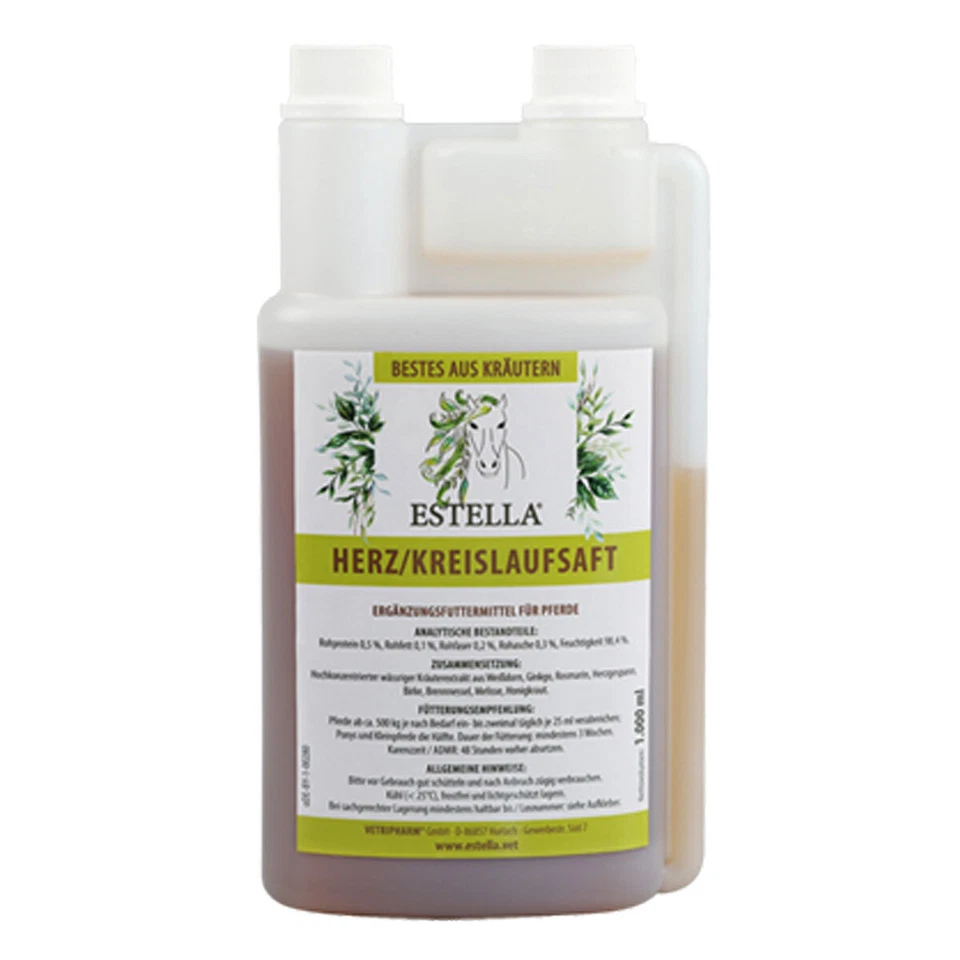 VETRIPHARM Estella Herz/ Kreislaufsaft | für ältere oder geschwächte Pferde geeignet | 1 L