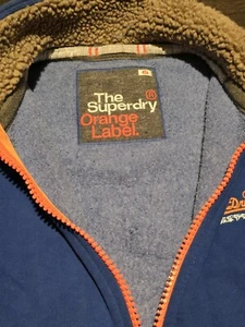 SUPERDRY Orange Label Men's Blue Full Zip Up Sherpa Collared Jacket Size M #1910 - Picture 1 of 6