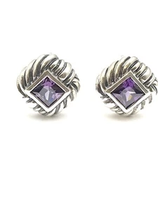 Amethyst und Sterlingsilber Clip/Pfosten Ohrringe - Bild 1 von 1