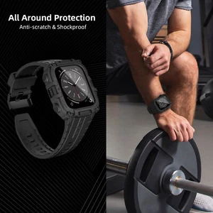 For Apple Watch Series45678SE TPU Protective Case Steel Film + Band Case 44/45mm - Zdjęcie 1 z 13