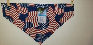 Reversible SLIP OVER COLLAR DOG Bandana MEMORIAL DAY 4TH FLAG PET WEAR XL NEW - Picture 1 of 3