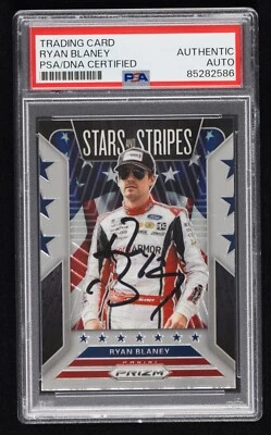 Ryan Blaney Signed 2020 Panini Prizm Stars & Stripes Card #SS14 (PSA) NASCAR Cup - Image 1 of 2