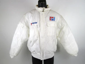 Vintage 80s Swingster Pepsi Cola Pontiac Mens White Bomber Jacket L Quilt Lined - Picture 1 of 18