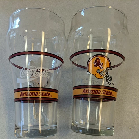 2 Vintage Coke Arizona State Sun Devils Coca-Cola Drinking Glass Football Beer Cover