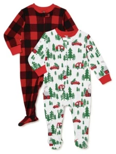 New Holiday Time Baby 2 Pack Pajama Sleepers, 3/6 months - Picture 1 of 3
