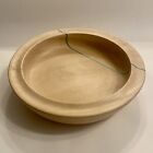 Large Woodturned Lime Bowl With Green Veneer Stripes