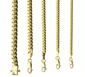 10k Yellow Gold Solid 2mm-6mm Miami Cuban Link Chain Necklace Bracelet 7"-30" - Picture 1 of 8