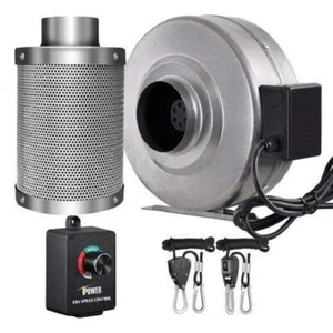 Ventilador de escape en línea 190 CFM de 4 pulgadas filtro de carbono de aire suspensión de cuerda de conductos de 8 pies - Imagen 1 de 8