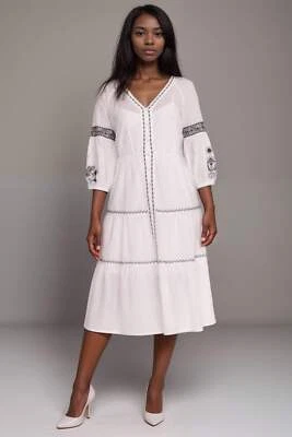 Vestido midi Johnny Was Jade blanco Cameron en capas L32824-6 Foto 1 de 4