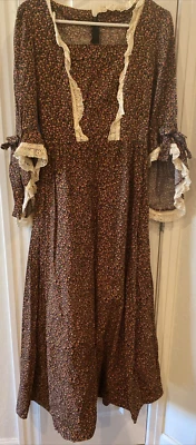 Vtg Hippie style Maxi Floral Dress + maxi apron 1970s Look - Image 1 of 4