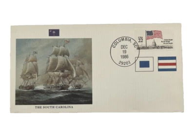 1986 Great Fighting Ships "The South Carolina" Fleetwood Cover FDC Columbia SC - Image 1 of 3