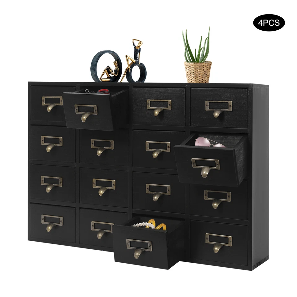 Enorme caja de almacenamiento de madera de 64 cajones gabinete de curiosidades boticario tradicional en colección Foto 1 de 4