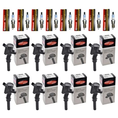 Set of  8 Motorcraft Spark Plugs + 8 Delphi Ignition Coils Ford Lincoln Mercury - Image 1 of 4