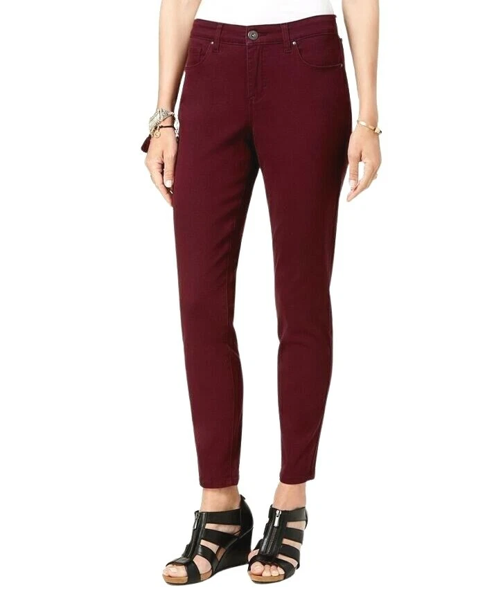 Style & Co Curvy-fit SKINNY Fashion Jeans Berry Jam Red Size 16