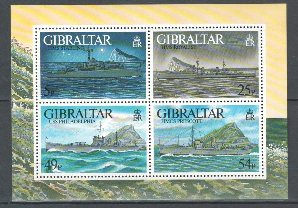 GIBRALTAR BRITISH COMMONWEALTH WARSHIPS WW II MNH SOUVENIR SHEET LOT (SHI 157) - Image 1 of 1
