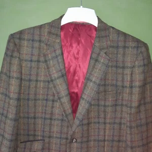 Chaqueta a cuadros Brook Taverner Yorkshire Tweed By Moon marrón lana mezcla reino unido 42s 107 cm - Imagen 1 de 13