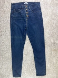 Loft Size 28 6 Womens Jeans Stretch Skinny Button fly High Rise Dark Wash - Picture 1 of 4