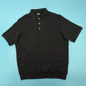 Camisa Polo Tradicional Lands End Hombres Talla: GRANDE Manga Corta con Banda Supima NEGRA - Imagen 1 de 6
