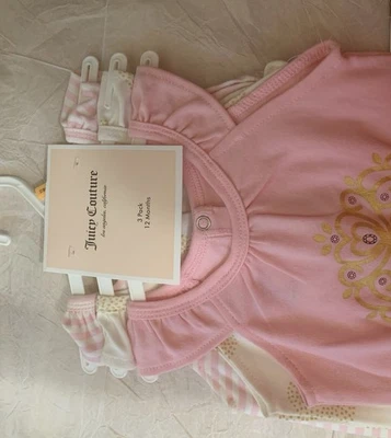 Baby девочек боди 3 упаковки, 12 месяцев, Juicy couture бренд, многоцветный - Изображение 1 из 4