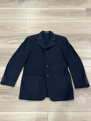 Винтажный Tessuto Ermenegildo Zegna темно-синий шелк, шерсть, кашемир блейзер куртка M? - Изображение 1 из 4