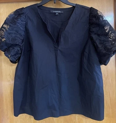 MARC NEW YORK, Andrew Marc, Para Mujer XL Negro Abullonada Encaje Mangas Top Elástico, Nuevo Sin Etiquetas Foto 1 de 4