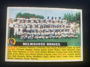 1956 TOPPS BASEBALL #95 - MILWAUKEE BRAVES TEAM CARD - EXC COND - Picture 1 of 2