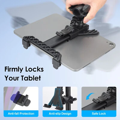 Supporto Tablet Nero per iPad iPhone Supporto Microfono Palo Bici Manubrio Regolabile  - Immagine 1 di 4