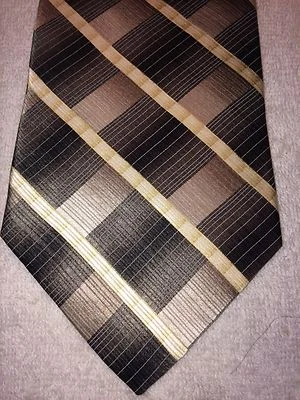 MURANO MENS TIE CHARCOAL GRAY, BLACK, LIGHT GOLD ACCENTS  4 X 57 NWOT - Image 1 of 4