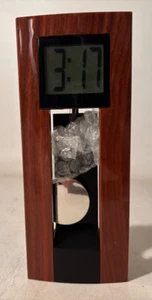 New In Box Desk Mantel Shelf Digital Pendulum Clock Battery Tested 8" Wood Grain - Picture 1 of 6