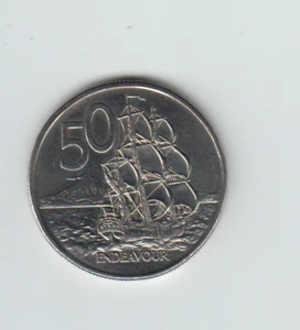 Neu Seeland 50 Cent 1988 Queen Elisabeth / Segelschiff unc. - Bild 1 von 2