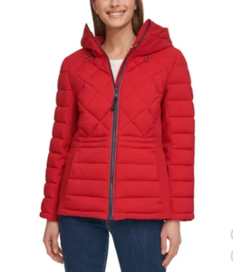 Chaqueta elástica acolchada roja talla L Tommy Hilfiger para mujer nueva con etiquetas - Imagen 1 de 4