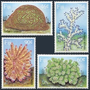 Fiji 607-610, MNH. Michel 602-605. Corals 1989. Platygyra daedalea, Acropora, - Picture 1 of 1